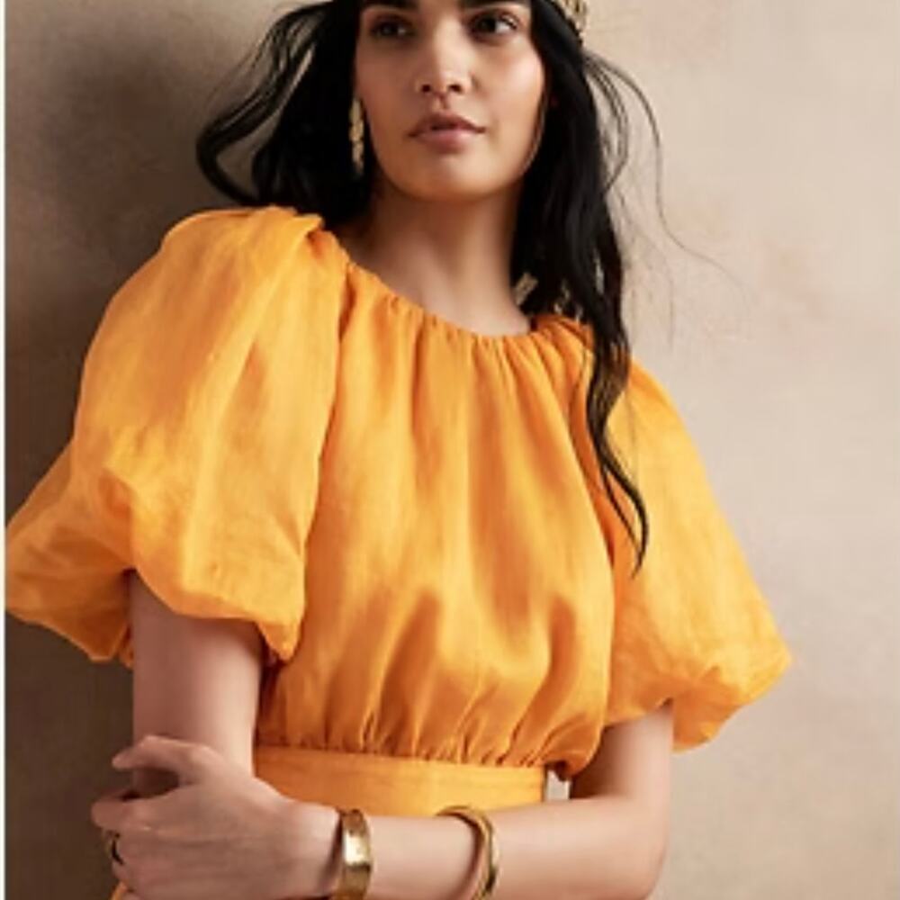 NWT Banana Republic Ramie Open Back Top - Mad About Mango - Orange - Size M